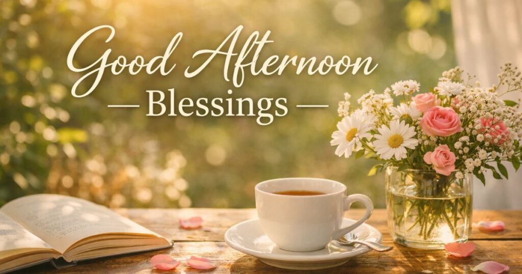 good afternoon blessings with peaceful sunlight and flowers