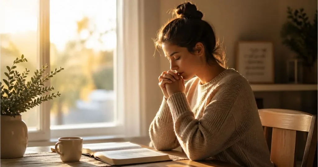Sunday prayer for peace and blessings in calm morning light
