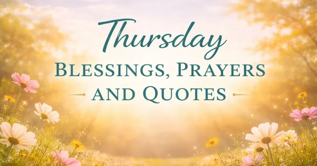 Thursday blessings prayers and quotes image with flowers and sunlight