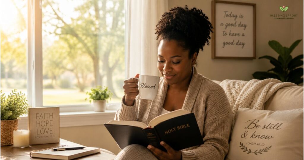 African American Friday Blessings with peaceful Friday morning prayer scene