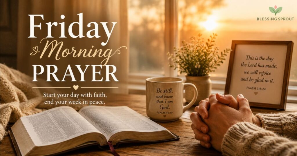 Friday morning prayer with Bible coffee and peaceful sunrise