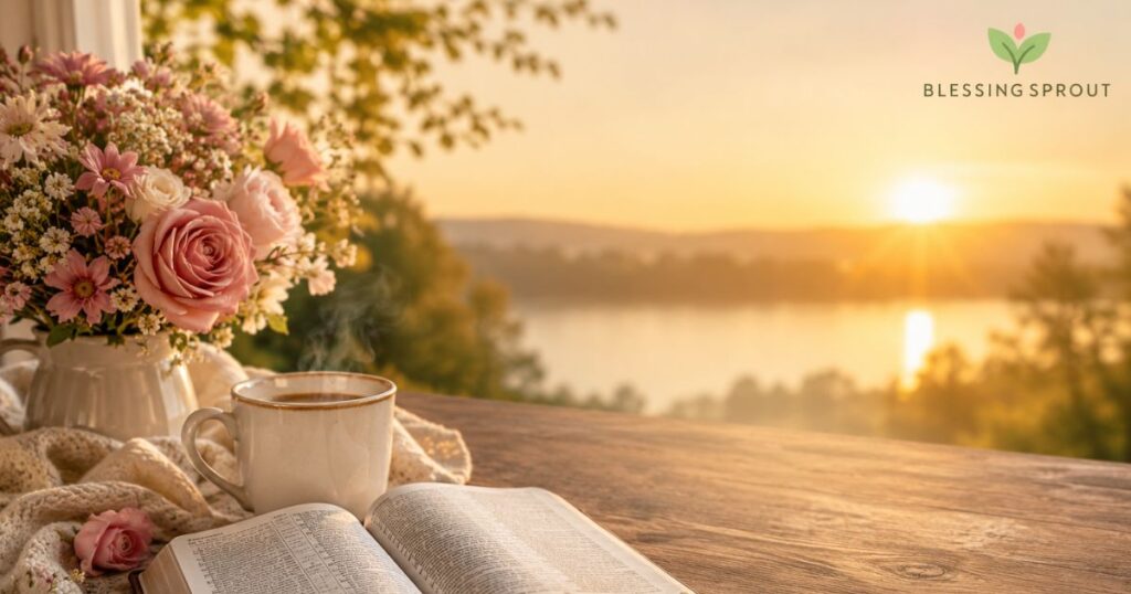 beautiful good morning tuesday blessings with flowers and sunrise