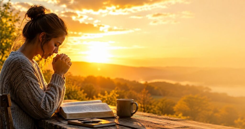 Thursday prayer with Bible and sunrise faith inspiration